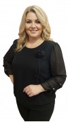 Magda blúz fekete rózsával díszített Magda blúz fekete rózsával díszített